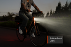 Built-in front light for enhanced visibility and safer night riding.